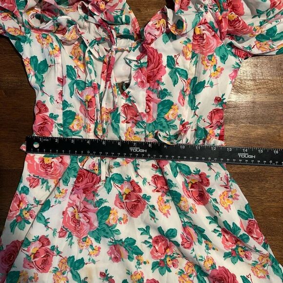 For Love And Lemons Imogen Floral Puff Sleeve Mini Dress - Picture 8 of 9